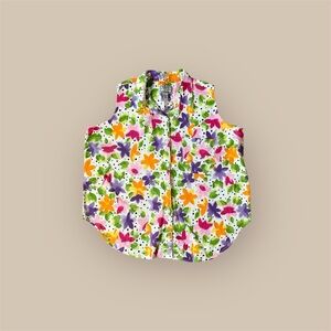 Vintage colorful floral venezia plus size sleeveless button down shirt